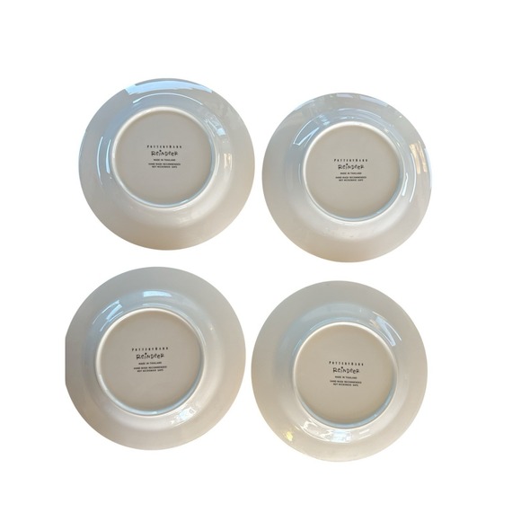 Pottery Barn Reindeer Dessert Plates Set of 4 Comet Cupid Donner Blitzen 2003 - Picture 6 of 8